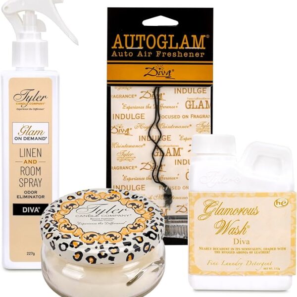 Tyler Candle Co. Glamorous Gift Suite VI - Diva Tyler Candle in elegant glass jar with premium fragrance