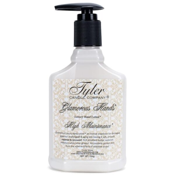 Tyler High Maint. Luxury Hand Lotion Tyler Candle in elegant glass jar with premium fragrance